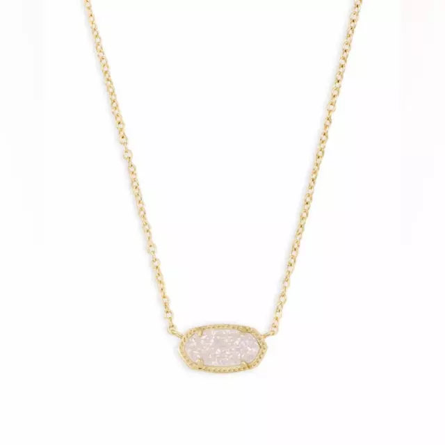 Kendra Scott Elisa Gold Pendant Necklace in Iridescent Drusy