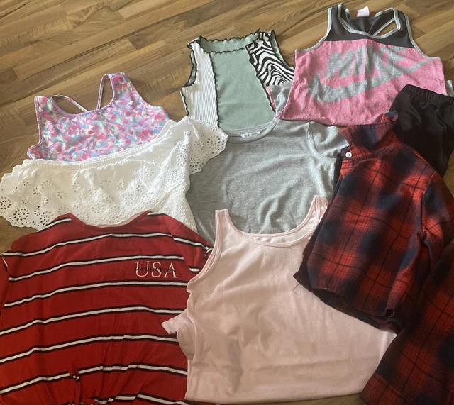 Girls summer shorts/ tops clothes bundle x 9 items. Age 12-13