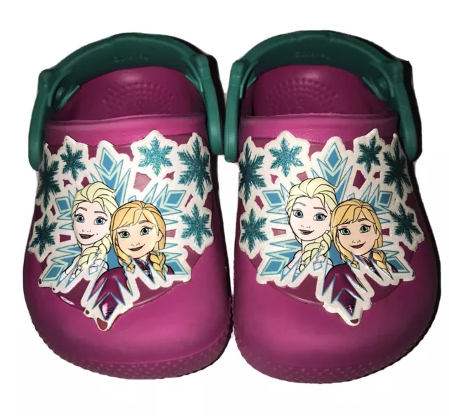 CROCS LITTLE GIRLS Disney Frozen Anna & Elsa Pink Shoe Clog Size Childs ...