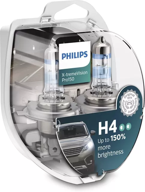 2 Lampade PHILIPS H4 12V X-TREME VISION + 150% luce Lampadine Auto 12342XVPS2