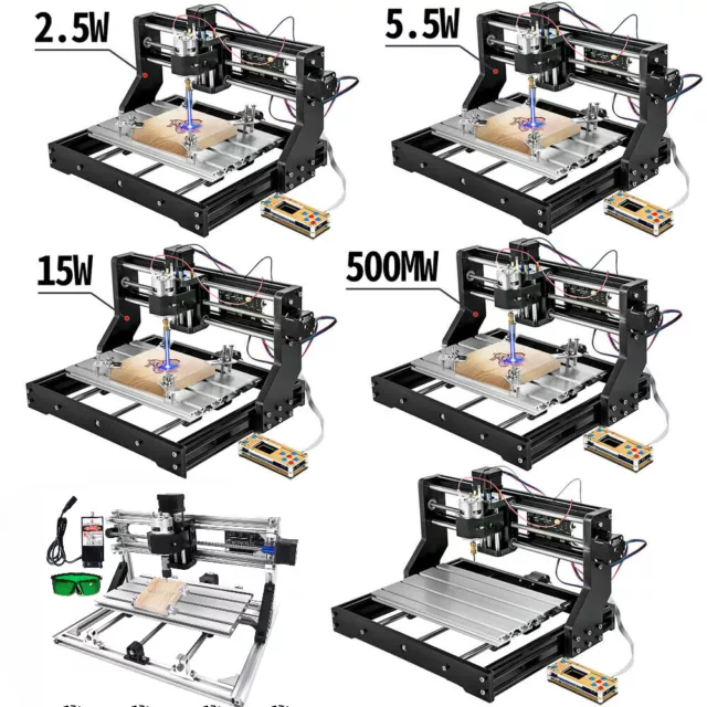 VEVOR 3-Achsen CNC Laser Gravur Maschine 500mW 2.5/5.5/15W Kit Router Gravur