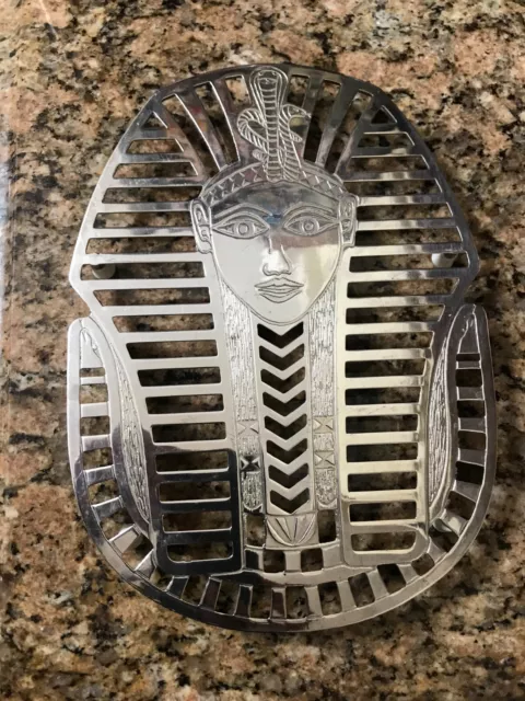 Leonard Silver-plated Metal King Tut Egyptian Pharaoh Trivet Hot Pad Italy