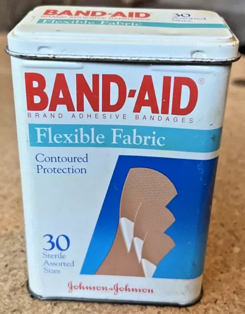 Vintage Johnson & Johnson BAND-AID 30 Asst. Sizes Flexible EMPTY Tin