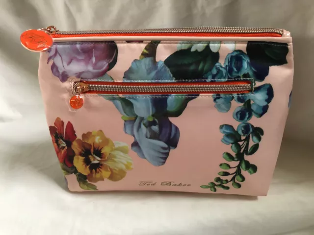 TED BAKER Pink Floral Toiletry Cosmetic Bag NEW 19 x 25 x 12cm