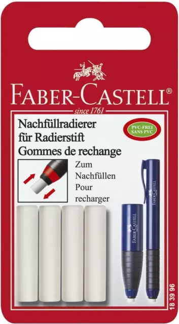 Faber-Castell 183996 Ersatzradierer Eraser Pen, Kunststoff, auf Blisterkarte