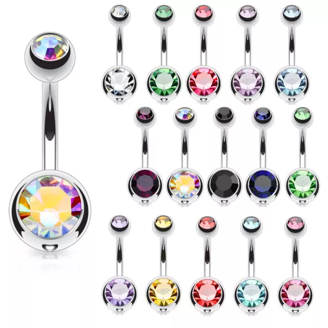 Bauchnabelpiercing Banane Zirkonia Double Jeweled Kristall Titan Piercing Stein