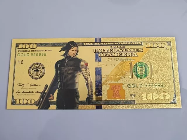 Marvel Buckey BARNES Gold Foil Banknote 100 USD