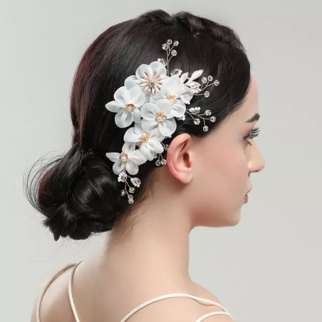 Pearl Crystal Leaf Hairpin Mesh Flower Hair Comb  Bridal Headwear