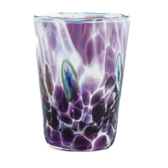 Cristal de Murano Tiro Morado Múltiple Verde Azul Rojo Hecho a Mano Millefiori