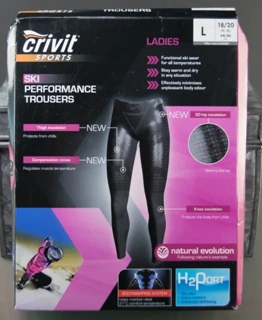 Crivit Womens Size 18 / 20 Pink Grey Leggings Thermal Base Layer Winter