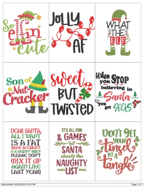 Funny Christmas Quotes  Embroidery Machine Designs Pes Jef Hus Exp Dst Vip