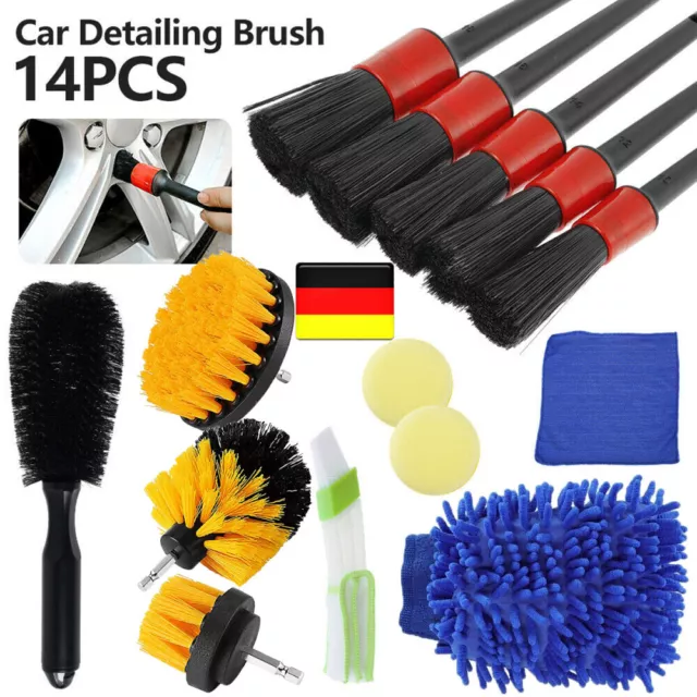 14x Auto Reinigung Pinsel Set KFZ Detail Reinigungsbürsten Satz Detailing Kit UK