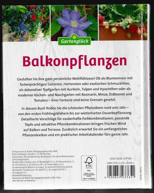 GARTENGLÜCK BALKONPFLANZEN, NGVVerlag, Pflanzenporträts, neuwertig