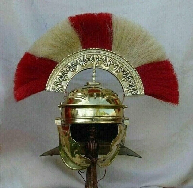 Accessoire Fête Costumée Casque Gladiateur Enfant Or/Rouge - Déguisement Centurion Pour Carnaval Casque Protection Ludique Mardi Gras