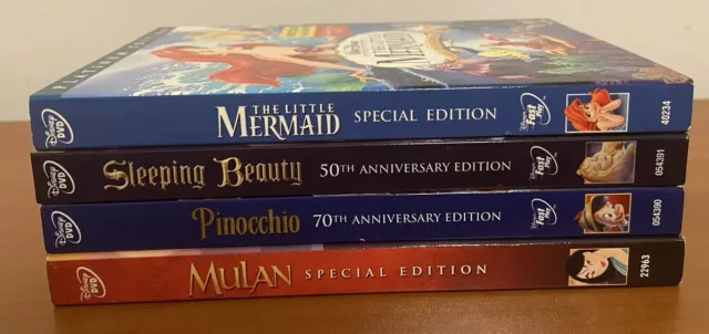 Disney DVD Lot Pinocchio Mulan Little Mermaid Sleeping Beauty Unopened Sealed
