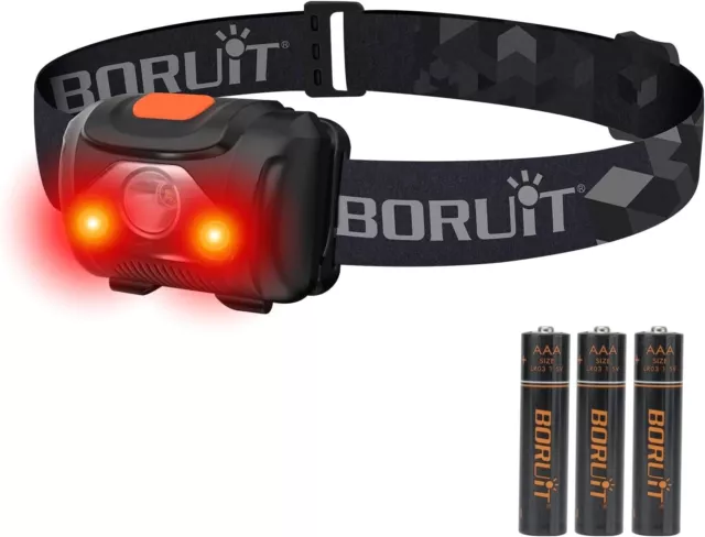 BORUiT Super Bright LED Headlamp Head Torch Red Light Flashlight 4 Mode Lamp