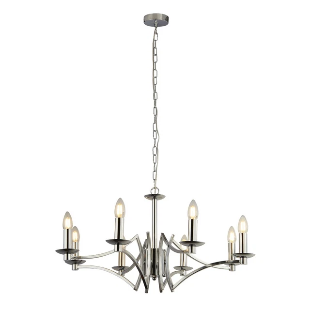 8 Light Chrome Finish Multi-Arm Ceiling Mounted Chandelier Pendant Fitting Light