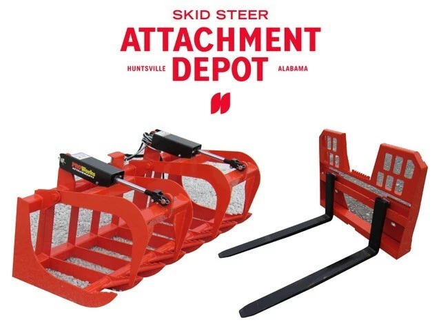 66" Root Grapple Bucket and 48"Long Walk Through Pallet Forks Combo Quick Attach 66" Root Grapple Bucket and 48"Long Walk Through Pallet Forks Combo Quick Attach