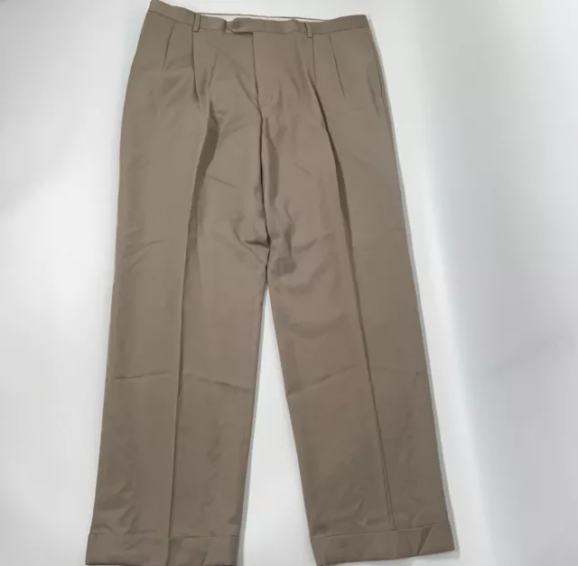 Austin Reed Mens Dress Pants Size 38x31 Khaki Cuffed Pleated Golf Workwear