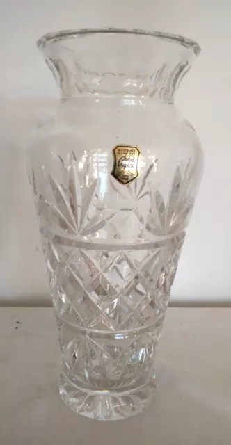 Vintage Genuine Hand Cut 24% Lead Crystal Vase 26 cm Tall Made in Poland
