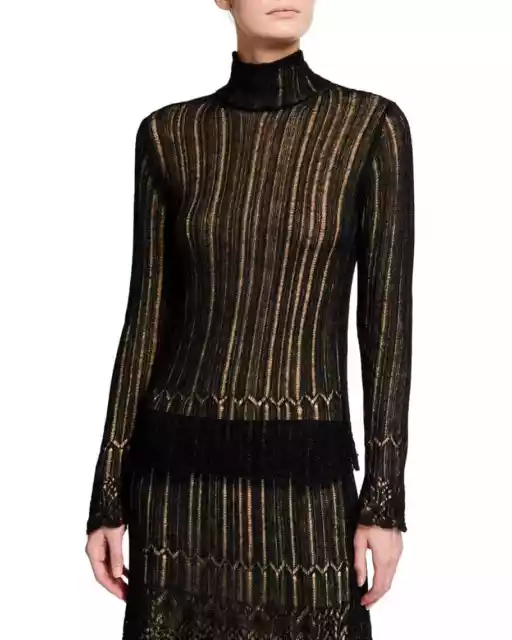 Vince Womens Sweater XXS Black Ladder Stitch Fitted Turtleneck Long Sleeve $375