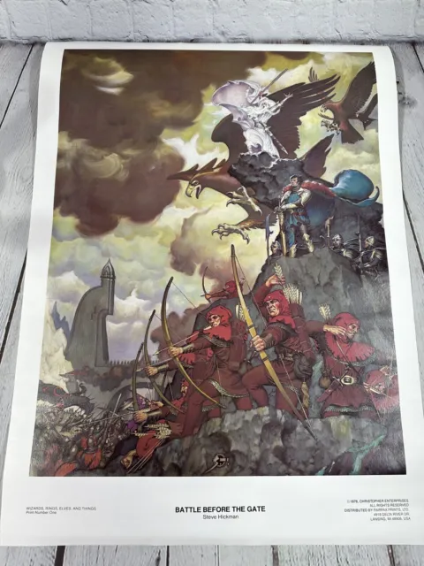 Lord Of The Rings VTG 1976 BATTLE BEFORE THE GATE Steve Hickman Poster LOTR VGC!