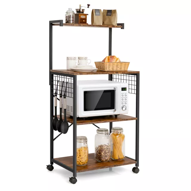 Costway 4-Tier Rolling Bakers Rack Industrial Utility Microwave Oven Stand Cart