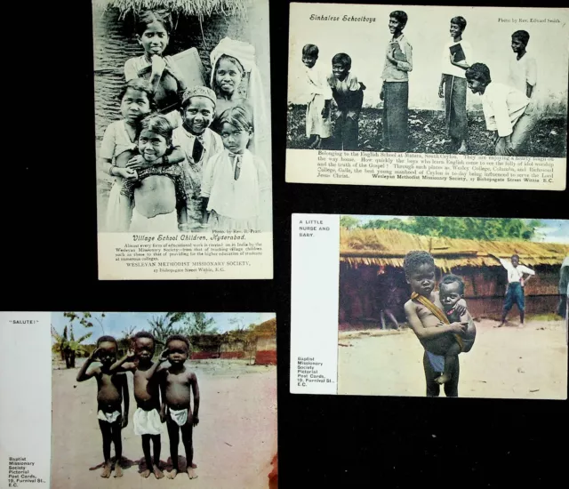 4 x Edwardian missionary society postcards 1910 Baptist Wesleyan Sri Lanka India