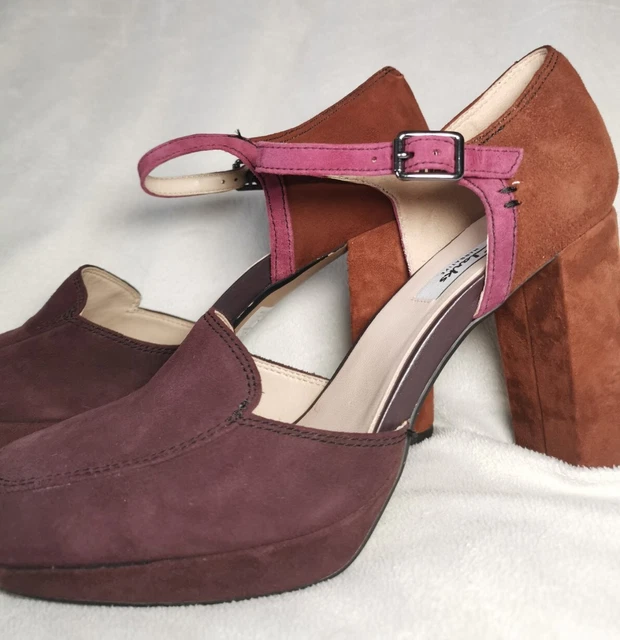 CLARKS LADIES SHOES Sandals Gabriel Dawn Aubergine Size 7 Heels