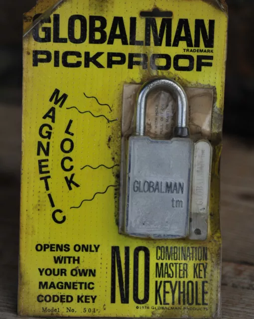 Vintage Globalman Magnetic Pickproof Lock Padlock No 501 NOS