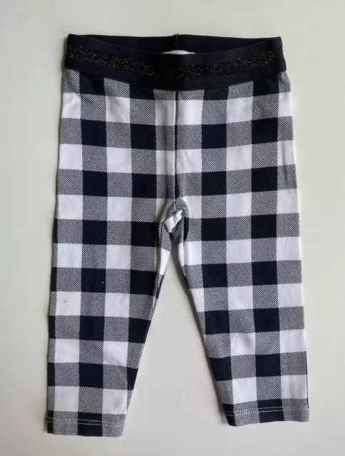 Country Road baby girl size 3-6 months black white check leggings pants, VGUC