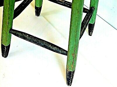Green and black stool octagon legs and stretchers sturdy 26" h. 4