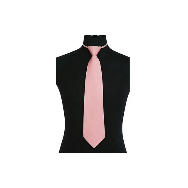 New formal men's pre-tied zip ready knot necktie polyester wedding Dusty Pink