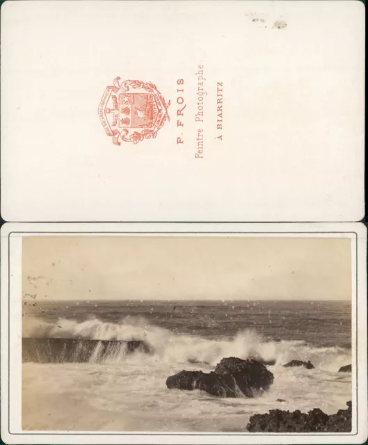 France, Biarritz, vue sur la mer Vintage CDV albumen carte de visite, CDV, t