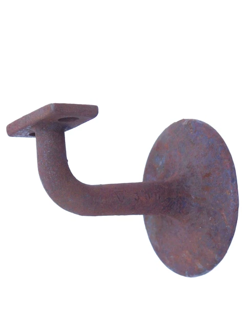 VINTAGE NOS CAST IRON Handrail STAIR RAIL Bracket CURVED 3-1/8" BASE SI