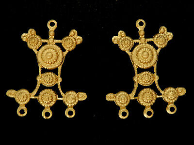Vintage Brass Stampings of Ornate Earrings/ Four Loops /  One Pair