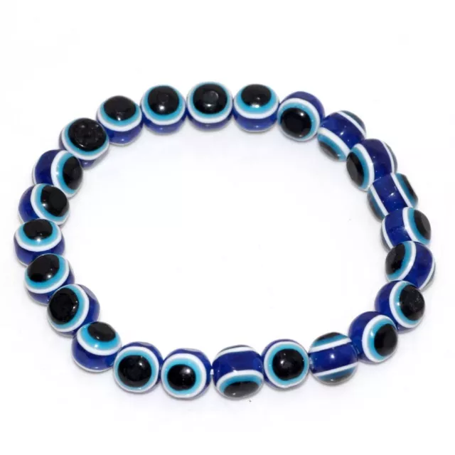Turkish Blue Evil Eye Beaded Bracelet Adjustable Reiki Energy Protection JW
