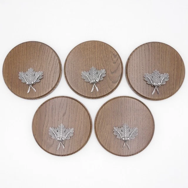 5 X Placa de Jabalí Tablero Keiler Redondo Braun AF15cm 5 Hoja Roble Portada 4