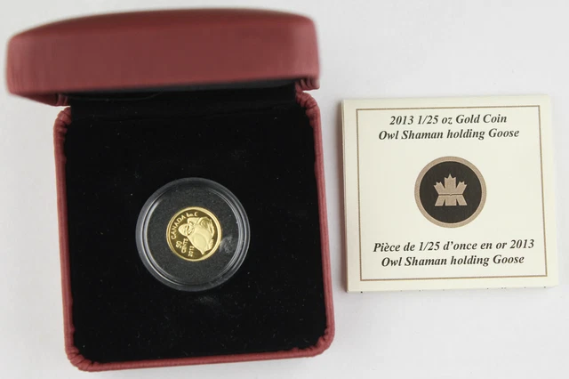 Canada 2013 50 Cents Owl Shaman holding Goose 1/25 Oz Gold Proof Coin +BOX & COA