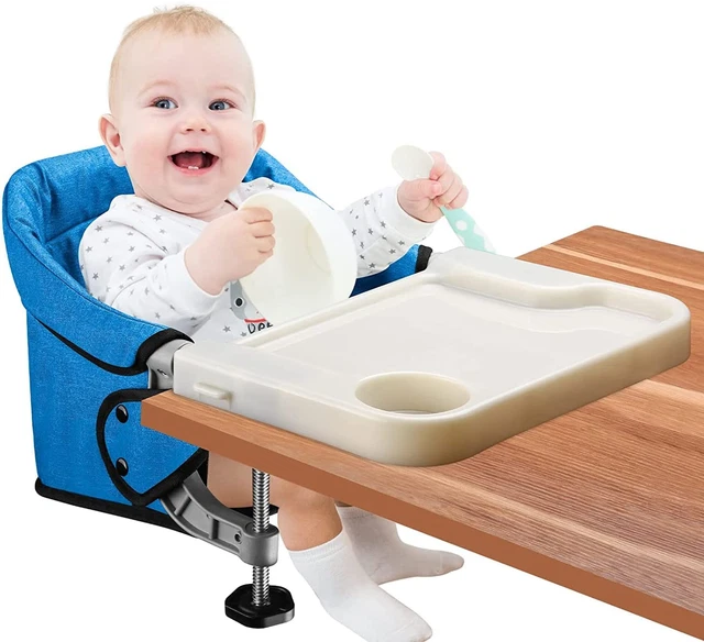 Silla alta con gancho con bandeja de comedor extraíble, bolsa de mesa portátil plegable con clip