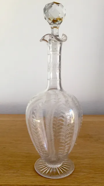 Antique Decanter, Elegant Footed, Cut Glass With Stopper