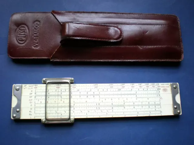 Post Versalog 1461 Pocket Slide Rule. Duplex. Bamboo. 23 Scales x 5". Fine.