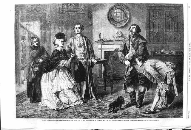 Original Old Antique Print 1862 Honeywood Bailiffs Miss Richland Family Home