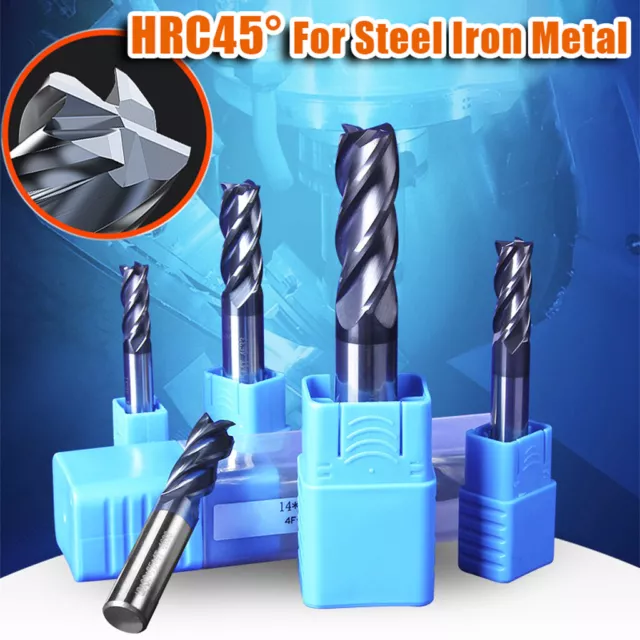 1-16mm Solid Carbide End Mill 4 Flute Slot Drill Bit Cutter TiAlN Coated HRC45°