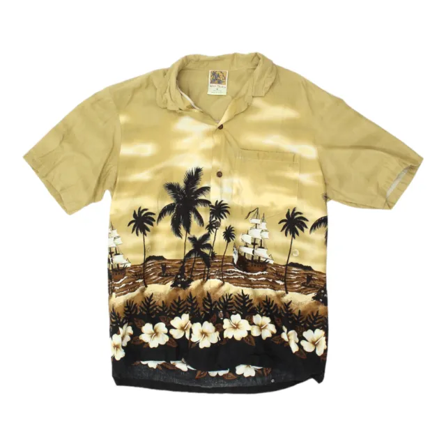 Winnie Fashion Mens Beige Short Sleeve Hawaiian Shirt | Vintage Summer Beachwear