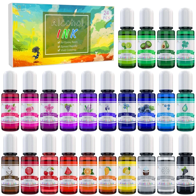 Alcohol Ink Set - 22 Colors x 0.35oz Alcohol Based Ink for Epoxy Resin Painting,