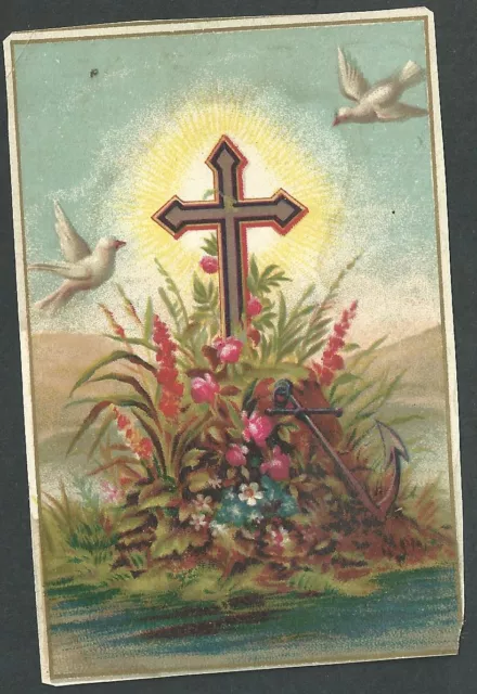 Estampa antigua de la Cruz andachtsbild santino holy card santini