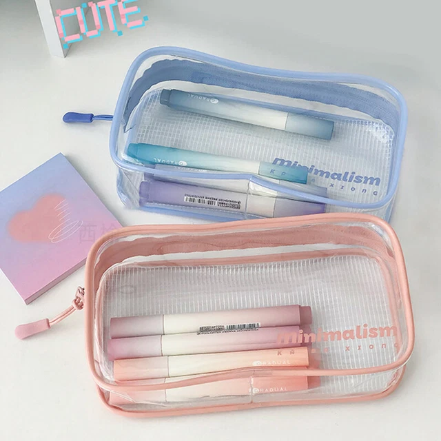 Bleistift Beutel Stifte Schutzhülle Schachbrett Muster Transparent Wasserdic ~