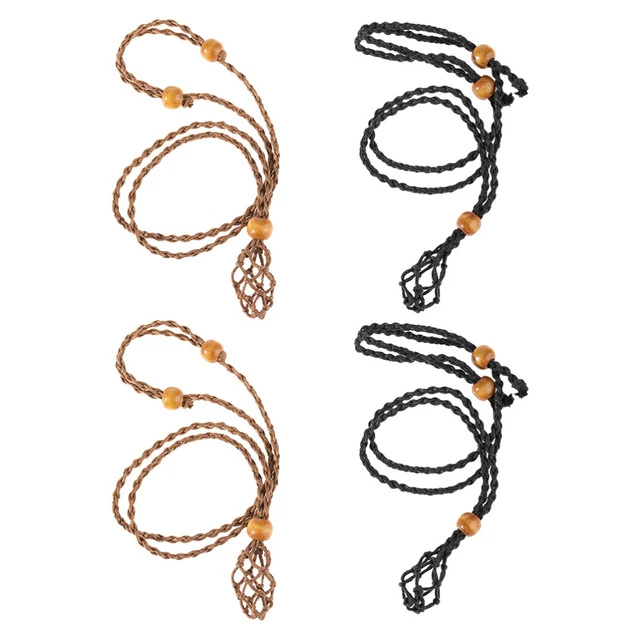 4pcs Halskette Schnur Leere Stein Halter Makramee Halskette Stein Halter