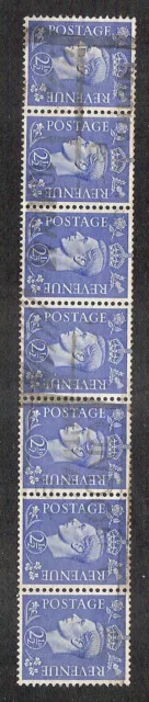 Great Britain - 1941 KG VI 2½d. Definitive Sideways Watermark x 7  Postally Used